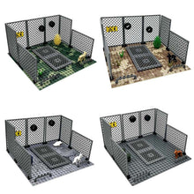 Load image into Gallery viewer, MOC Small Particle Building Blocks Garage Car Parking Place Meshes of Fence Military Wheels