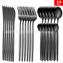 Load image into Gallery viewer, Stainless Steel Knife and Forks 24-Piece Portuguese Tableware Set Golden Set Creative Western Food Steak Knife