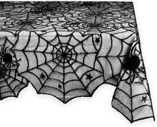 Load image into Gallery viewer, Halloween Tablecloth Spider Web Fireplace Towel Disposable Black Spider Web Lampshade Decorative Table Runner Ghost Festival Set