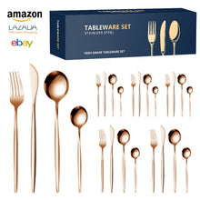 Load image into Gallery viewer, Portuguese Stainless Steel Tableware for 6 People 24-Piece Set Western Food/Steak Knife, Fork and Spoon Gift Set