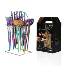 Load image into Gallery viewer, Stainless Steel Tableware Knife, Fork and Spoon Suit New Western Food/Steak Knife, Fork and Spoon 24-Piece Set