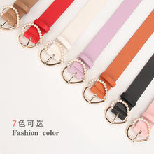 Load image into Gallery viewer, Sweet Inlaid Pearl Peach Heart Buckle Dress Decoration Belt Cute Student Jeans Strap