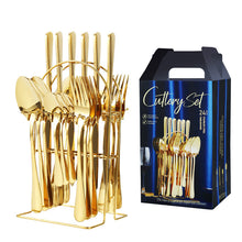 Load image into Gallery viewer, Product Stainless Steel Tableware 24-Piece Set 1010 Four Main Pieces Knife, Fork and Spoon