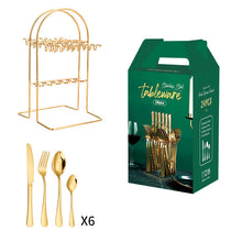 Load image into Gallery viewer, Stainless Steel Tableware Set Western Tableware Knife, Fork and Spoon 24-Piece Set