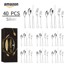 Load image into Gallery viewer, Tableware Knife, Fork and Spoon 40-Piece Set 8-Person Group Western Food/Steak Knife, Fork and Spoon Tableware