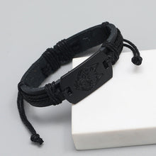Load image into Gallery viewer, European and American Punk Men's Leather Bracelet Black Wolf Head Bracelet Multi-Layer Braided Bracelet Leather Rope for Boyfriend