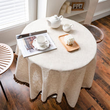 Load image into Gallery viewer, Polyester Linen Solid Color Tablecloth Khaki Tassel American Tablecloth