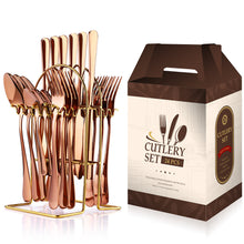 Load image into Gallery viewer, Stainless Steel Tableware 24-Piece Set 1010 Western Food 4 Main Pieces Tableware Stand Gift Set Products