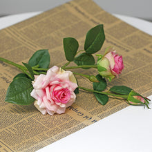 Load image into Gallery viewer, 3 Heads Laminated Curling Artificial Rose Home Decoration Desktop Simulation Flower