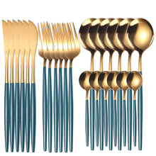 Load image into Gallery viewer, Supply Stainless Steel Knife and Forks 24-Piece Portuguese Tableware Golden Set Creative Western Food Steak Knife, Fork and Spoon