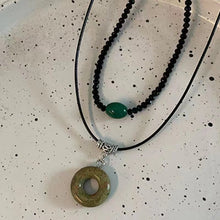 Load image into Gallery viewer, Handmade vintage double layer natural stone ring pendant collarbone chain ladies necklace decorative gift