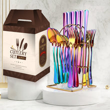 Load image into Gallery viewer, Stainless Steel Tableware 24-Piece Set 1010 Western Food 4 Main Pieces Tableware Stand Gift Set Products