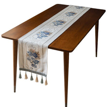 Load image into Gallery viewer, European Style Flower Table Runner Chenille Tassel Home Tablecloth Polyester Tablecloth Table Runner