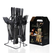 Load image into Gallery viewer, Stainless Steel Tableware Knife, Fork and Spoon Suit New Western Food/Steak Knife, Fork and Spoon 24-Piece Set
