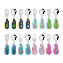 Load image into Gallery viewer, Stainless Steel Children's Small Spoon Cartoon Pattern Baby Feeding Spoon Fork Portable