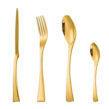 Load image into Gallery viewer, Western Tableware Four-Piece Golden Thickened Steak Knife Non-Magnetic Fork Spoon Dessert Spoon