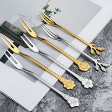 Load image into Gallery viewer, Q Stainless Steel Creative Fruit Fork Two-Tooth Fork Dessert Fork Household Fruit Toothpick Cake Fork