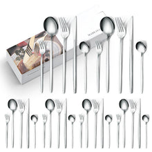 Load image into Gallery viewer, Stainless Steel Knife and Forks 30-Piece Set Portuguese Tableware Meal Golden Steak Knife, Fork and Spoon Gift Box Set