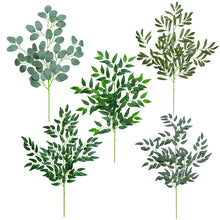 Load image into Gallery viewer, 5PCs Single Eucalyptus Tofu Pudding Banyan Leaves Artificial Green Plant Desktop Ornaments