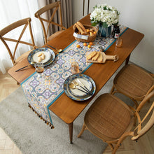 Load image into Gallery viewer, Yarn-Dyed Jacquard Table Runner Vintage Ethnic Style Tablecloth Tassel Household Polyester Dustproof Tablecloths Table Runners Tailstock Flag