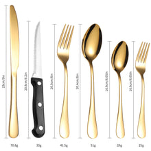 Load image into Gallery viewer, Set Stainless Steel 24-Piece Set 6-Piece Set Creative Western Food Steak Knife, Fork and Spoon