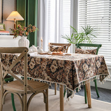 Load image into Gallery viewer, Jacquard table linen oil painting thick dustproof flower tablecloth
