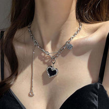 Load image into Gallery viewer, Titanium Steel Black Love Pendant Necklace Jewelry Pendant Set Decorative Jewelry
