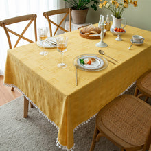 Load image into Gallery viewer, Tablecloth French Romantic Cotton Linen Cut White Fur Ball Rectangular Table Cloth