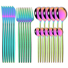 Load image into Gallery viewer, Stainless Steel Tableware 24-Piece Set Bright Portuguese Western Food Gold Knife, Fork and Spoon I