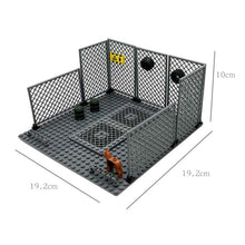 Load image into Gallery viewer, MOC Small Particle Building Blocks Garage Car Parking Place Meshes of Fence Military Wheels