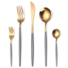 Load image into Gallery viewer, Portugal Gold Stainless Steel Tableware Five-Piece Set Tableware Set Knife, Fork and Spoon