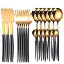 Load image into Gallery viewer, Supply Stainless Steel Knife and Forks 24-Piece Portuguese Tableware Golden Set Creative Western Food Steak Knife, Fork and Spoon