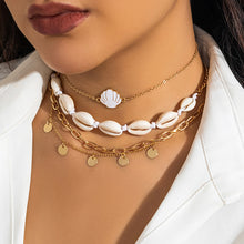 Load image into Gallery viewer, Multi-Layer Beaded Necklace Beach Imitation Pearl Necklace Starfish Shell Retro Vacation Necklace