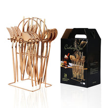 Load image into Gallery viewer, Stainless Steel Tableware Knife, Fork and Spoon Suit New Western Food/Steak Knife, Fork and Spoon 24-Piece Set