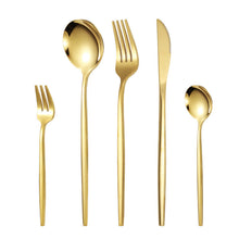 Load image into Gallery viewer, Stainless Steel Tableware Portuguese Knife and Fork 30-Piece Set Western Food Golden Steak Knife, Fork and Spoon Light Luxury Gift Set