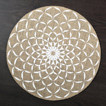 Load image into Gallery viewer, Round simple style natural color, evening placemat table mat coaster Japanese style, environmentally friendly fringed jute placemat