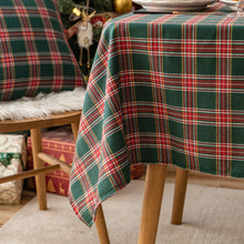 Load image into Gallery viewer, Tablecloth Christmas Holiday Fabric Table Cloth Yarn-Dyed Green Plaid Rectangular Table Mat Tablecloth