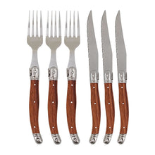 Load image into Gallery viewer, Spot Stainless Steel Steak Knife and Fork with Wood Grain Plastic Handle Steak Knife