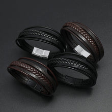 Load image into Gallery viewer, Popular Ornament Simple Woven Leather Bracelet Simple All-Match Men's Magnetic Buckle Bracelet Bracelet