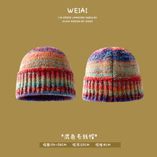 Load image into Gallery viewer, Winter colorful christmas hat vintage knitted wool hat warm plush bucket hat