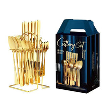 Load image into Gallery viewer, Stainless Steel 24-Piece Set Western Dinner Set Gift Box Steak Knife and Fork Spoon