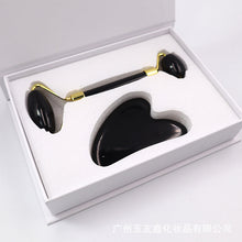 Load image into Gallery viewer, Massager Beeswax Obsidian Scraping Board Facial Beauty Roller Massager Gift Box Set
