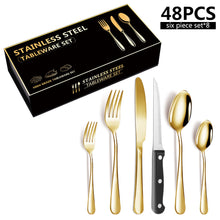 Load image into Gallery viewer, Stainless Steel Tableware 6 Components Steak Knife and Fork Spoon 8 People 48 Pieces Set Gift Set