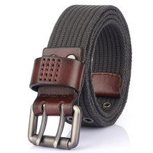 Load image into Gallery viewer, Thick Canvas Men's Double Pin Buckle Belt Jeans Casual Inner Belt