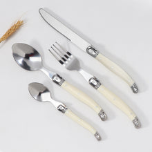 Load image into Gallery viewer, 3pcs/Set Stainless Steel Knife, Fork and Spoon Suit Milk White Plastic Handle Tableware Set Home Party Tableware