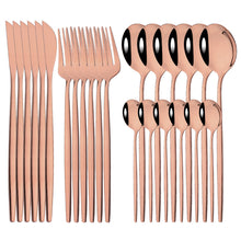 Load image into Gallery viewer, Stainless Steel Tableware 24-Piece Set Bright Portuguese Western Food Gold Knife, Fork and Spoon I