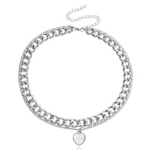 Load image into Gallery viewer, Double Layers Loving Heart Fritillary Pendant Necklace Women's Punk Style Hip Hop Female Choker Jewelry Set