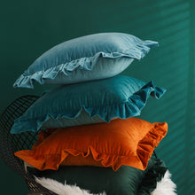 Load image into Gallery viewer, Ruffled Solid Color Pillow Cover Velvet Sofa Home Soft Backrest Cushion Cover