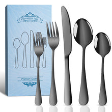 Load image into Gallery viewer, Stainless Steel Tableware Set for 4 People 20 Pieces Black Knife, Fork and Spoon Dishwasher Safe