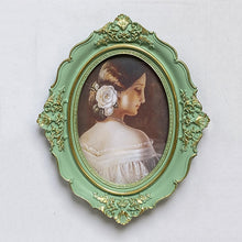 Load image into Gallery viewer, European-Style Carved Resin Photo Frame Oval Retro Distressed Photo Frame and Picture Frame Wall Mounted Bronze Photo Frame